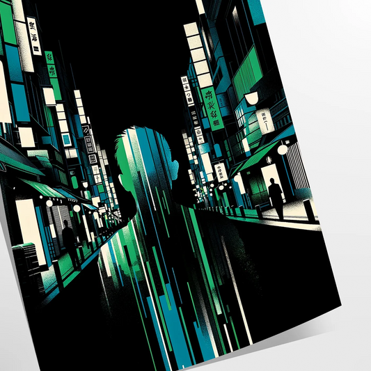 allure vibrant Japanese cityscape stunning black orange poster perfect wall art space unique gift personal decor artwork essence Japan A4 cm A0 sizes