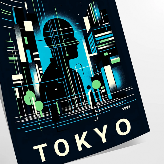 stunning City Japan poster black blue hues elegant wall art space unique touch Japanese culture gift striking addition home decor unframed version artwork