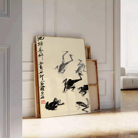 captivating charm Japan Frog Matsumoto Hoji poster stunning black orange artwork tradition modern aesthetics unique wall art piece thoughtful gift unframed selections