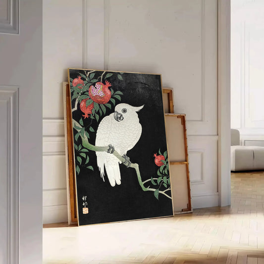 space vintage bird Japanese poster black orange hues wall art thoughtful gift unique print timeless elegance artwork decor