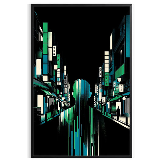 allure vibrant Japanese cityscape stunning black orange poster perfect wall art space unique gift personal decor artwork essence Japan A4 cm A0 sizes
