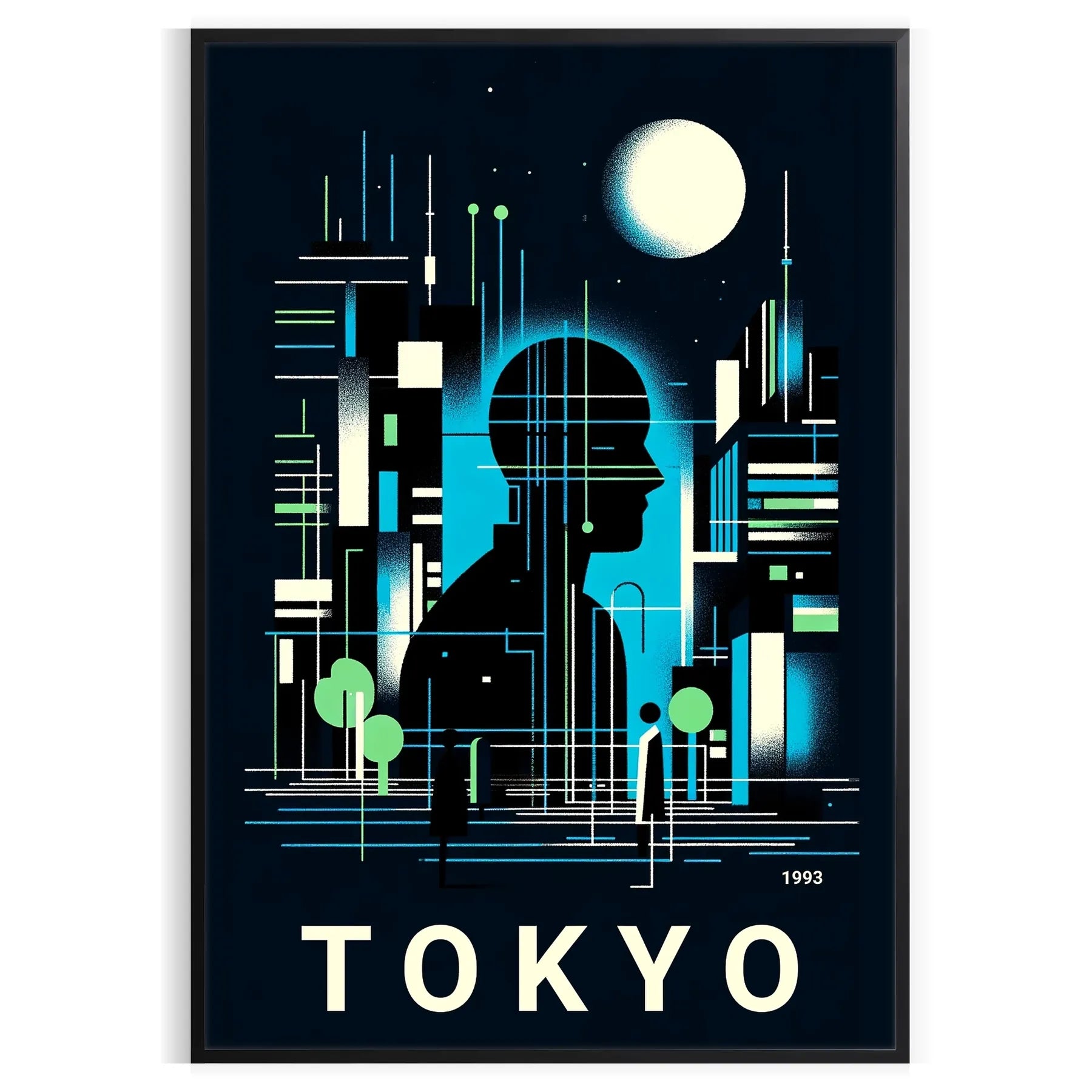 stunning City Japan poster black blue hues elegant wall art space unique touch Japanese culture gift striking addition home decor unframed version artwork
