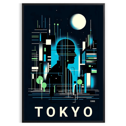 stunning City Japan poster black blue hues elegant wall art space unique touch Japanese culture gift striking addition home decor unframed version artwork