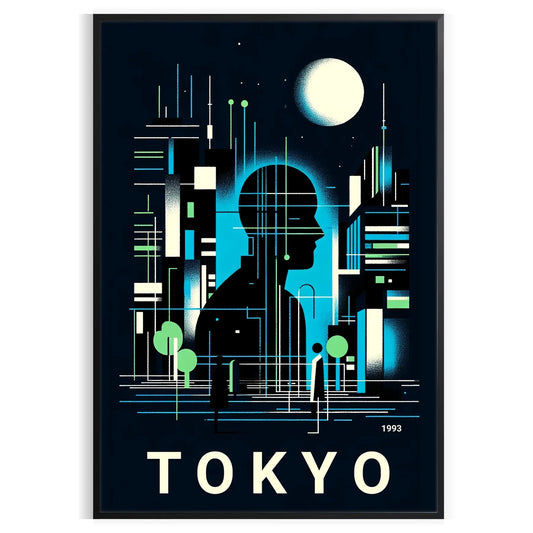 stunning City Japan poster black blue hues elegant wall art space unique touch Japanese culture gift striking addition home decor unframed version artwork