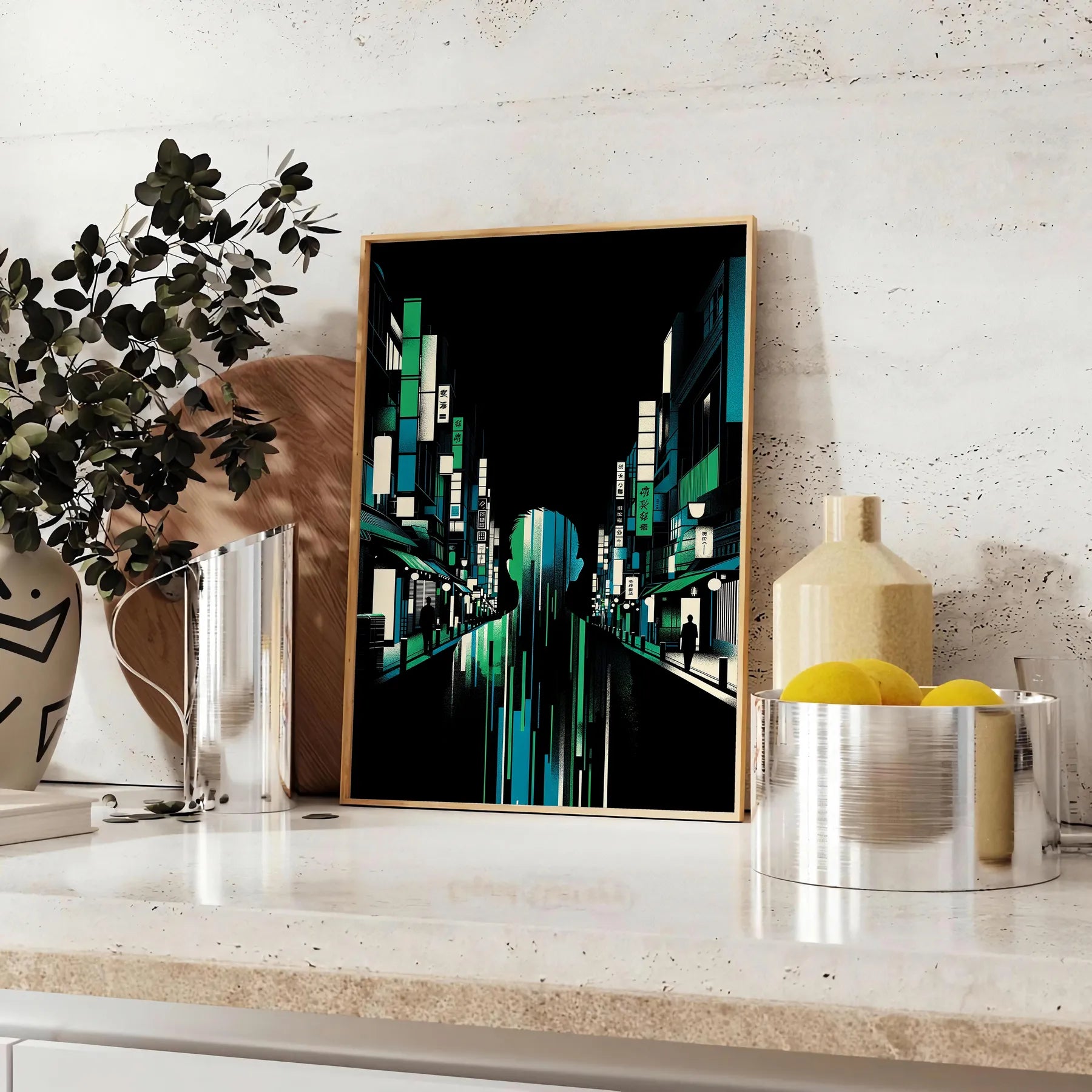 allure vibrant Japanese cityscape stunning black orange poster perfect wall art space unique gift personal decor artwork essence Japan A4 cm A0 sizes