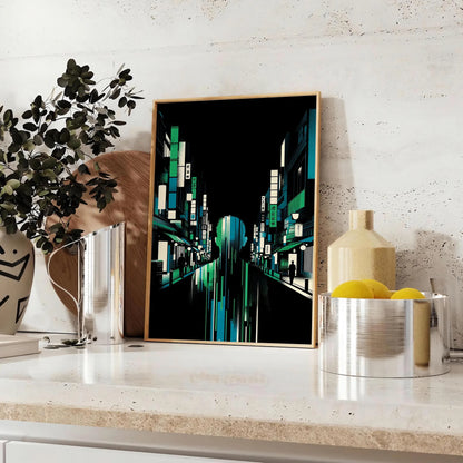 allure vibrant Japanese cityscape stunning black orange poster perfect wall art space unique gift personal decor artwork essence Japan A4 cm A0 sizes