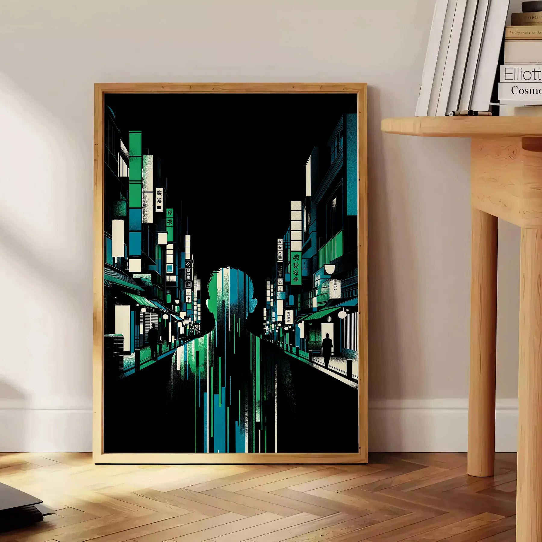 allure vibrant Japanese cityscape stunning black orange poster perfect wall art space unique gift personal decor artwork essence Japan A4 cm A0 sizes