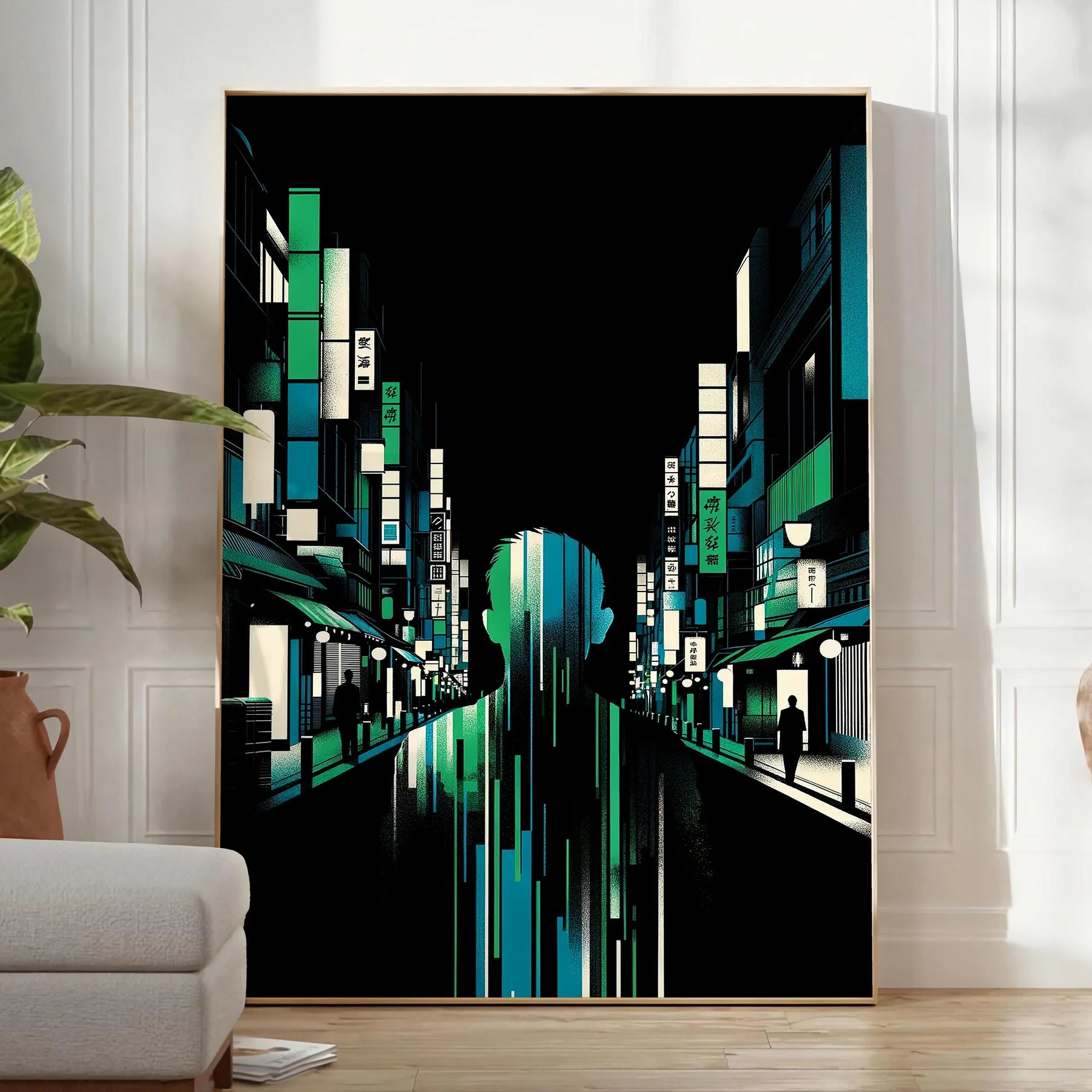 allure vibrant Japanese cityscape stunning black orange poster perfect wall art space unique gift personal decor artwork essence Japan A4 cm A0 sizes