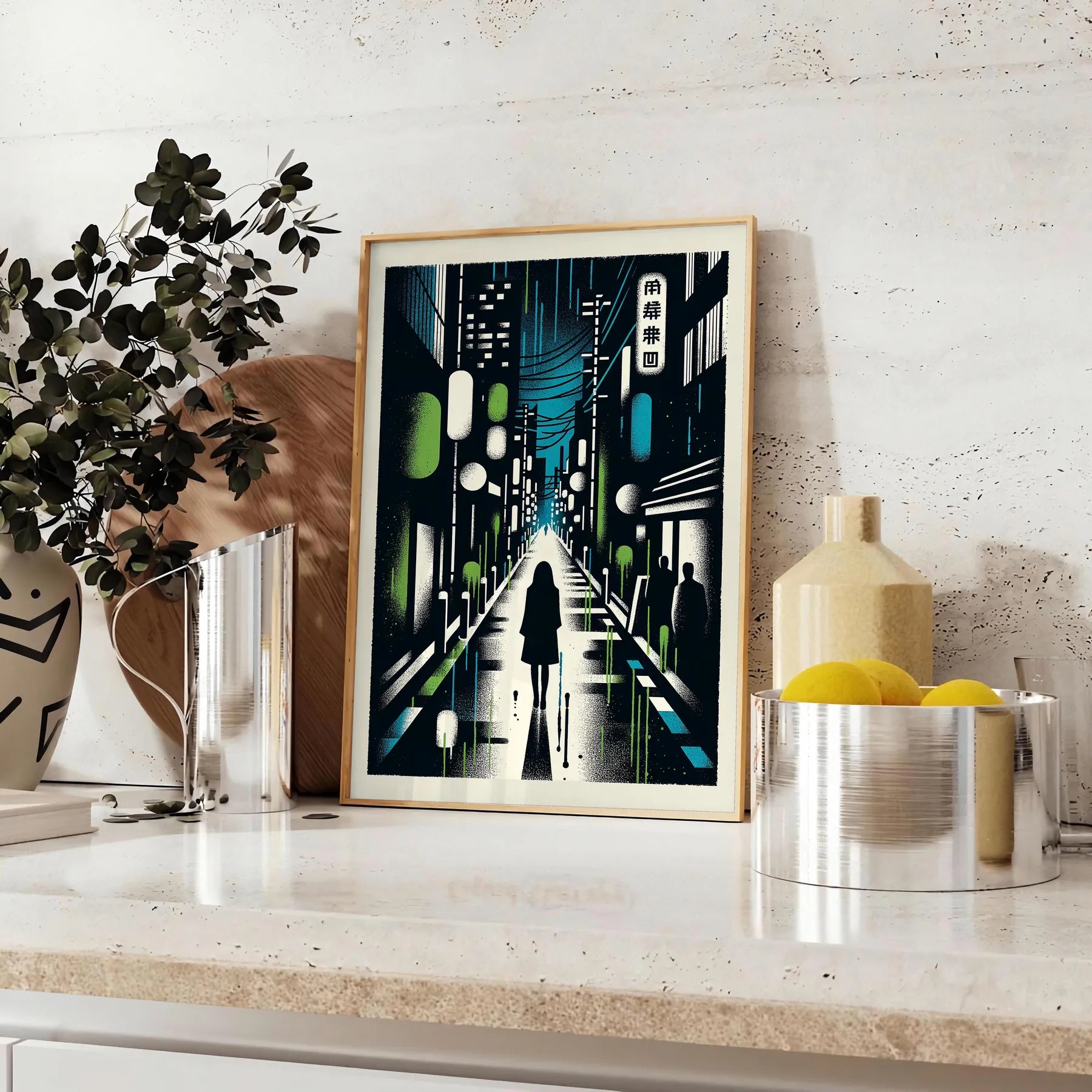 essence Japan stunning city poster blue white hues captivating wall art perfect print space unique gift lover variety dimensions A4 cm A0