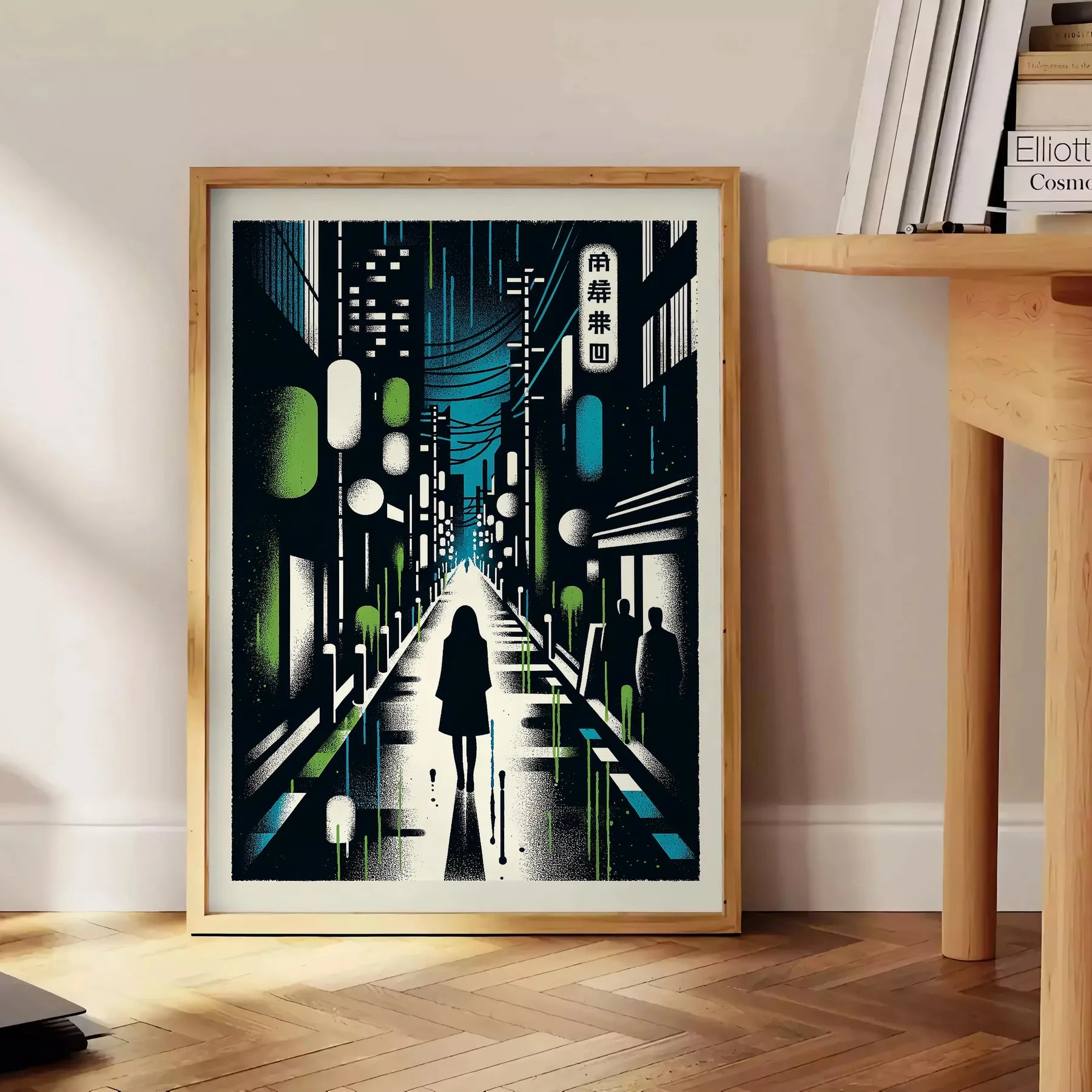 essence Japan stunning city poster blue white hues captivating wall art perfect print space unique gift lover variety dimensions A4 cm A0