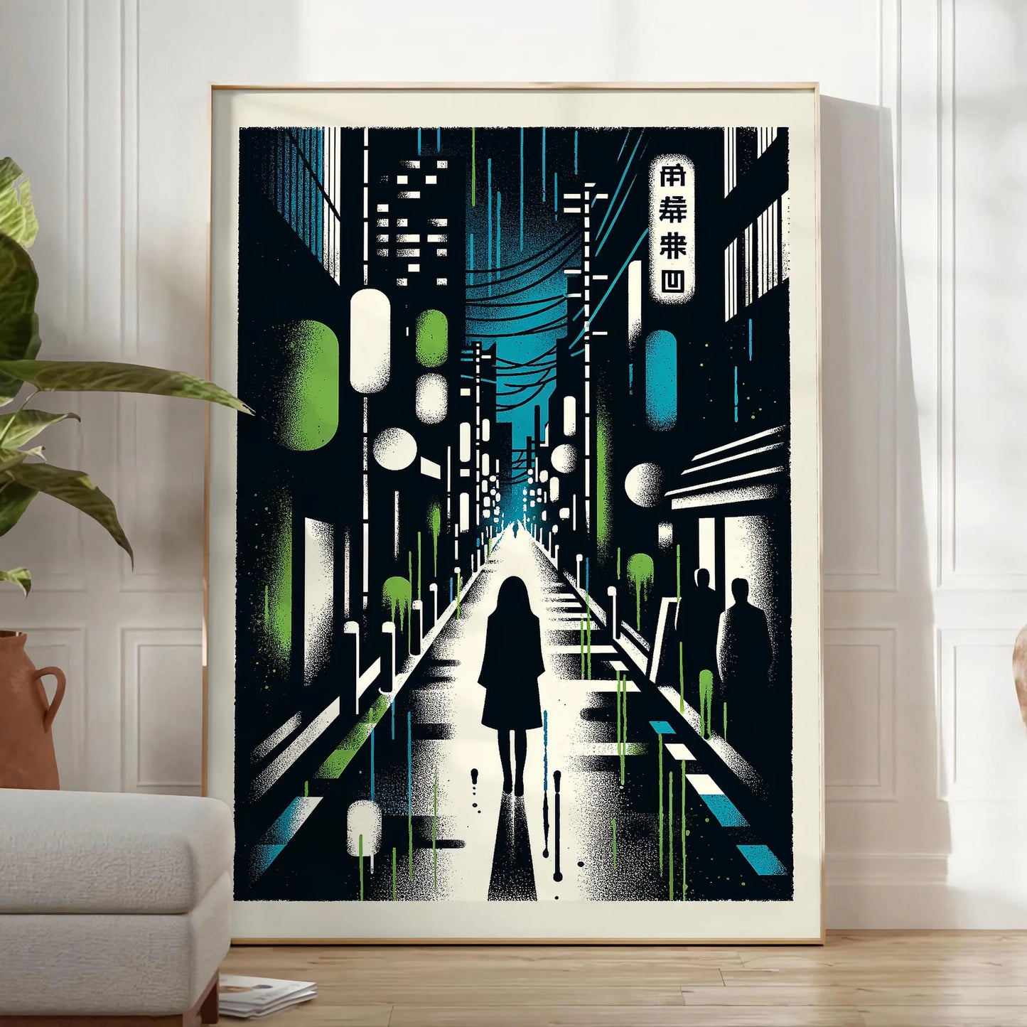 essence Japan stunning city poster blue white hues captivating wall art perfect print space unique gift lover variety dimensions A4 cm A0