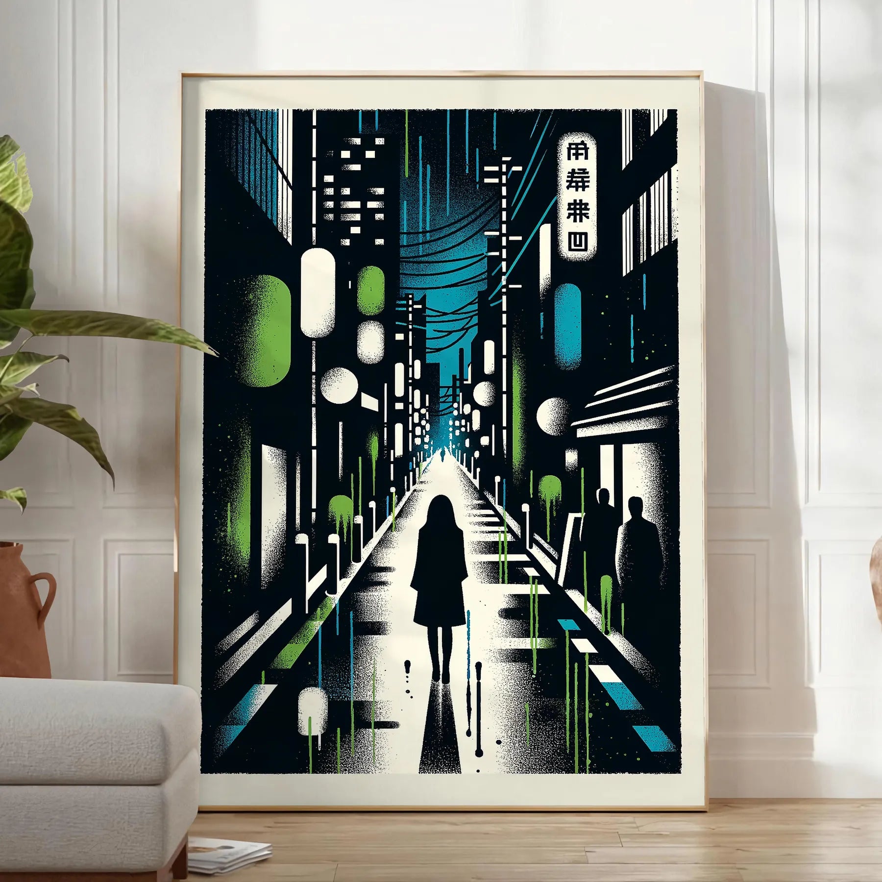 essence Japan stunning city poster blue white hues captivating wall art perfect print space unique gift lover variety dimensions A4 cm A0