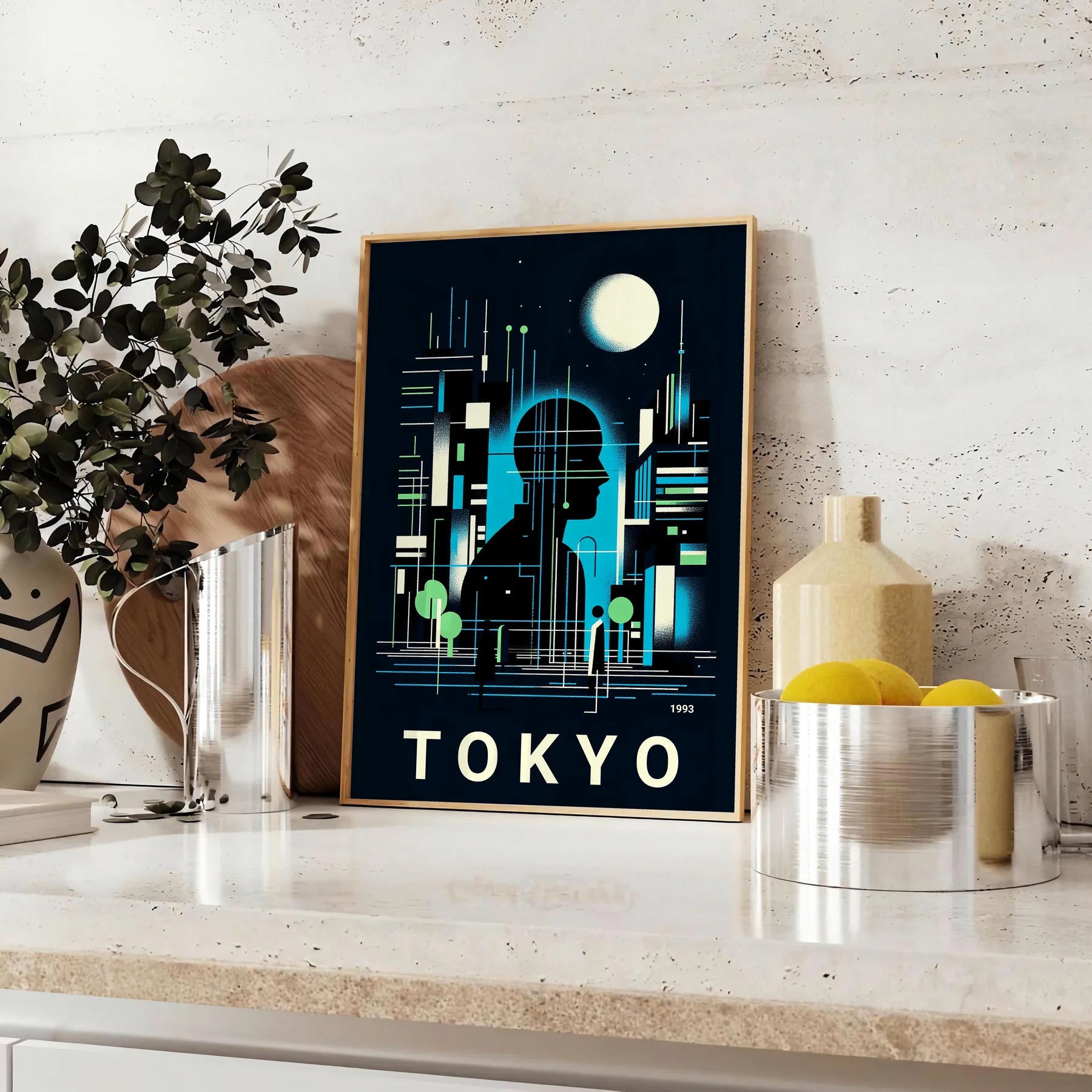 stunning City Japan poster black blue hues elegant wall art space unique touch Japanese culture gift striking addition home decor unframed version artwork
