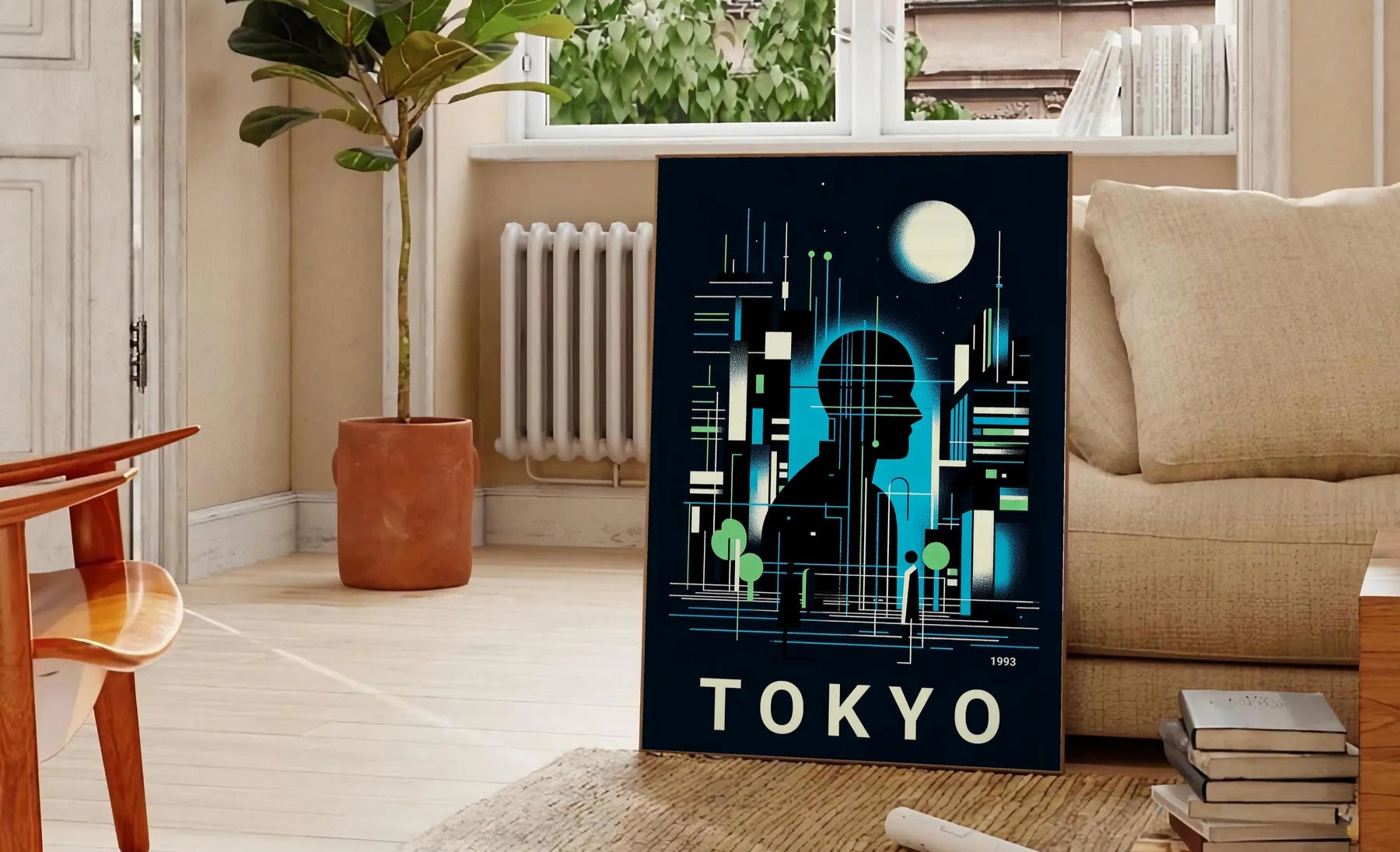 stunning City Japan poster black blue hues elegant wall art space unique touch Japanese culture gift striking addition home decor unframed version artwork
