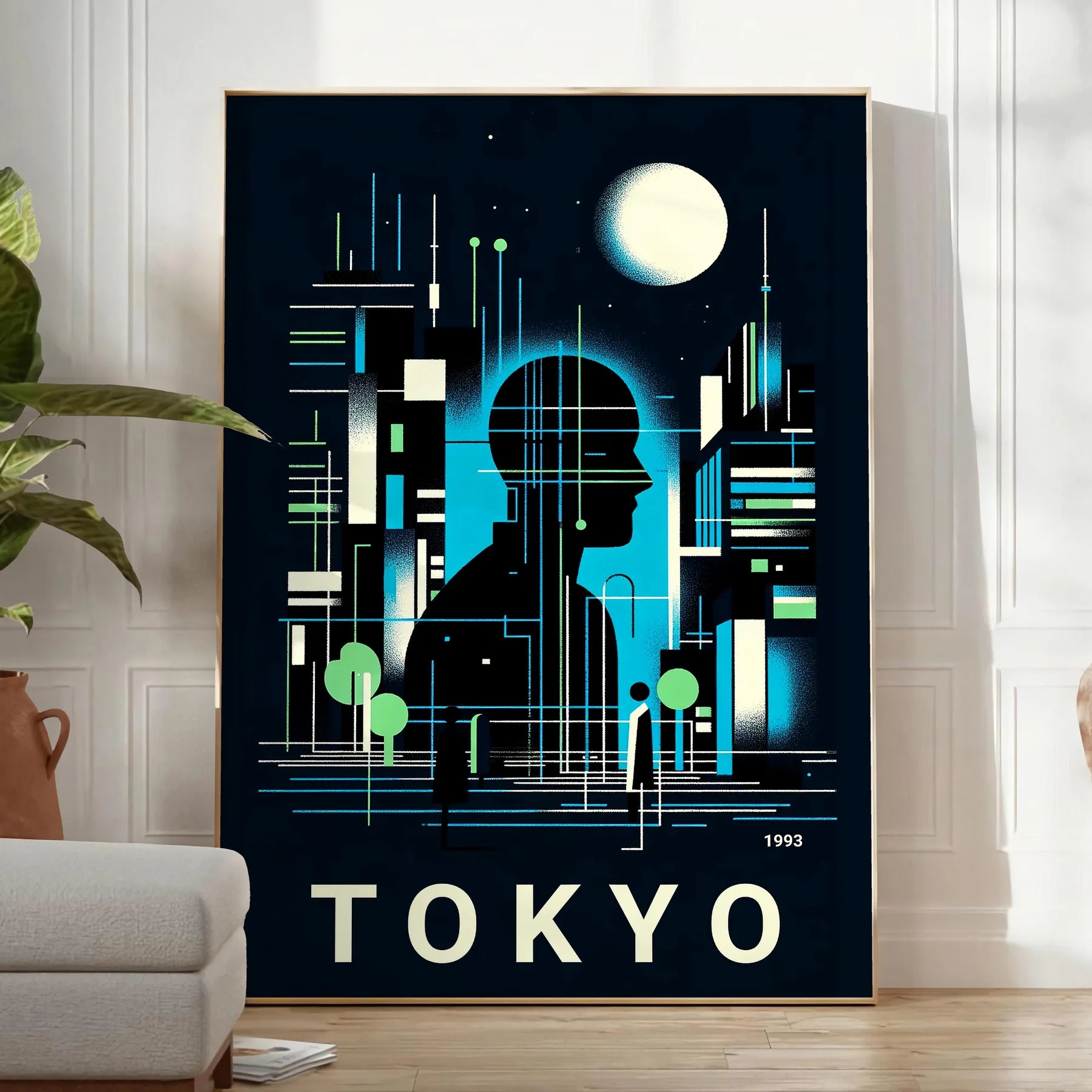 stunning City Japan poster black blue hues elegant wall art space unique touch Japanese culture gift striking addition home decor unframed version artwork