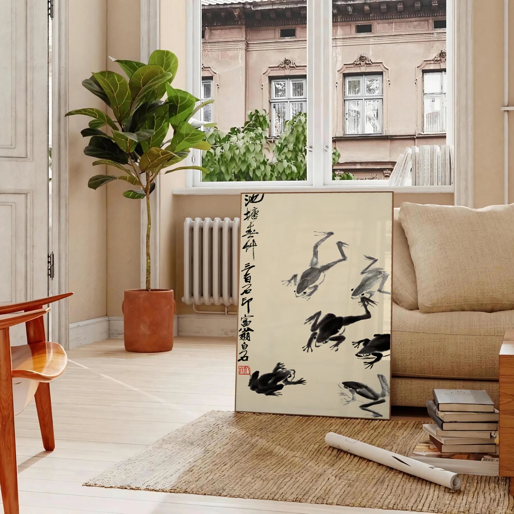 captivating charm Japan Frog Matsumoto Hoji poster stunning black orange artwork tradition modern aesthetics unique wall art piece thoughtful gift unframed selections