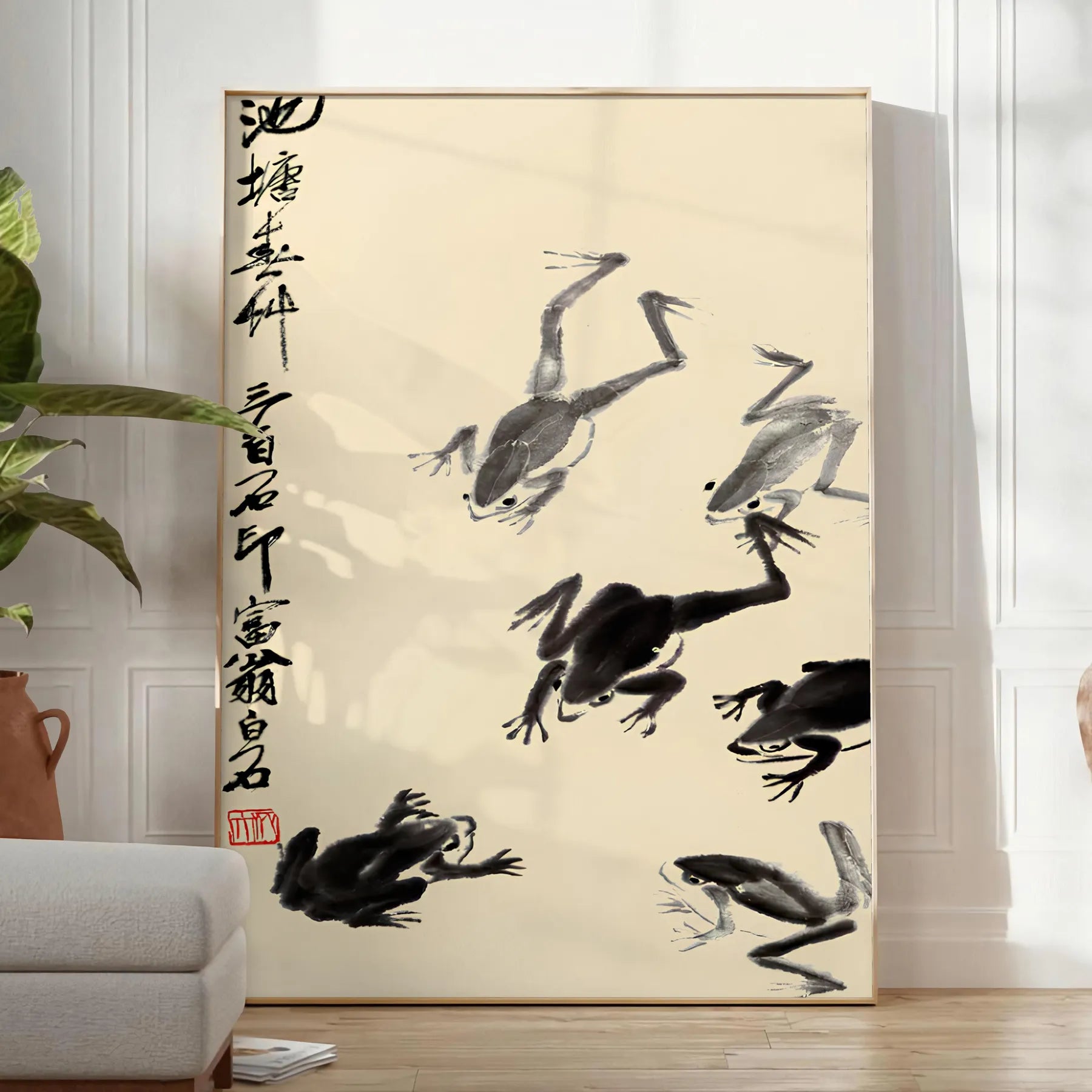 captivating charm Japan Frog Matsumoto Hoji poster stunning black orange artwork tradition modern aesthetics unique wall art piece thoughtful gift unframed selections