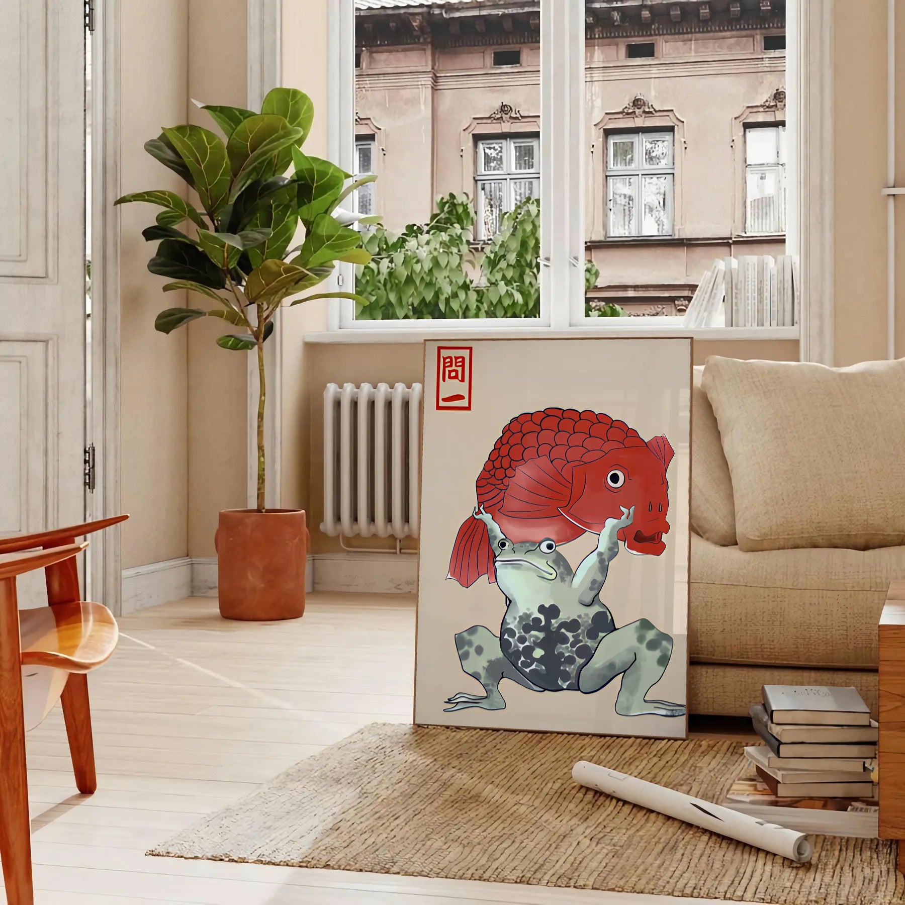 space captivating Squat Matsumoto Hoji Japanese poster warm brown orange hues perfect wall art cultural flair gift lovers unframed options
