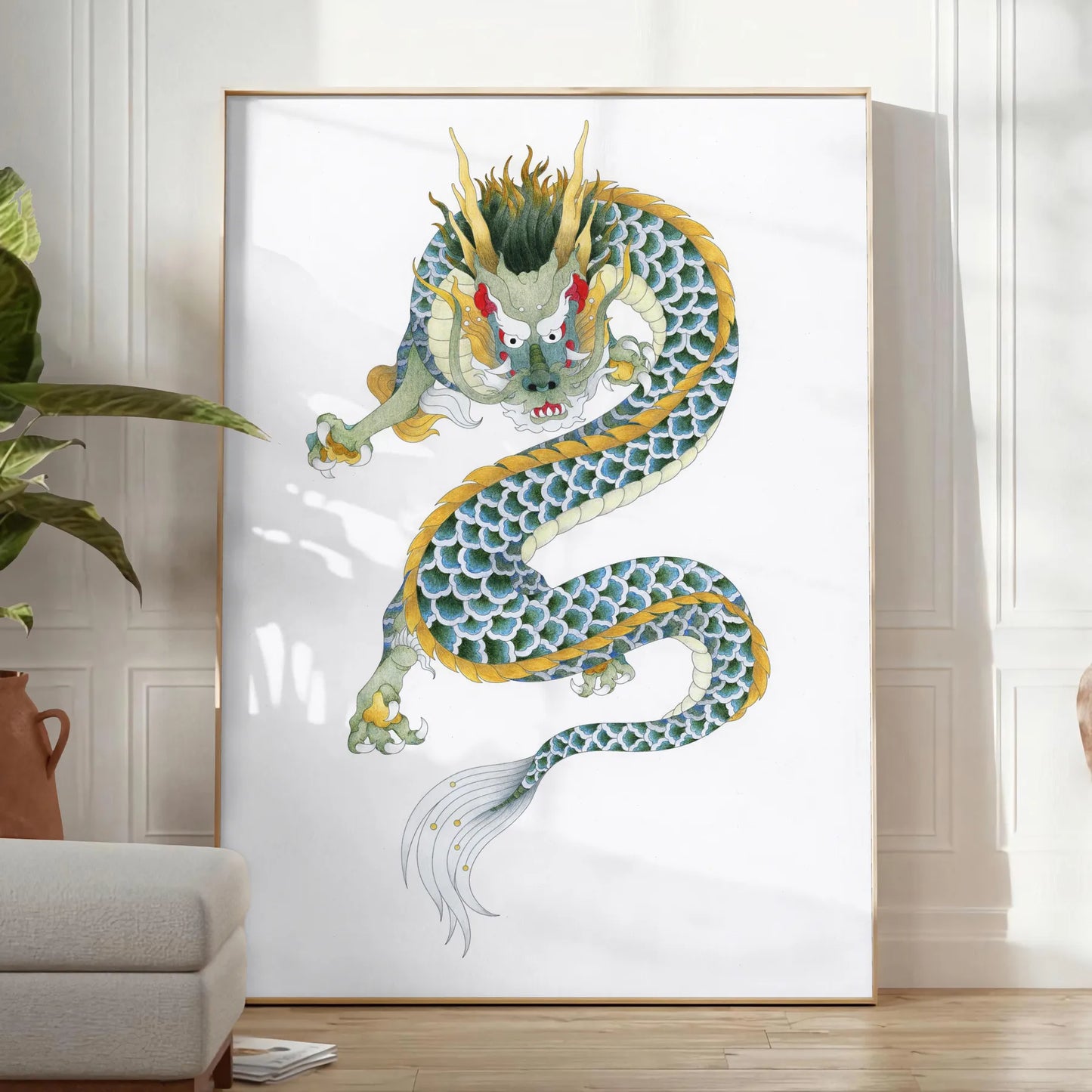 space Vintage Japanese Bird Poster elegant green white hues exquisite wall art timeless appeal perfect gift personal decor various sizes A4 cm A0 lovers collectors