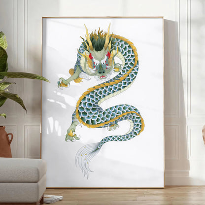 space Vintage Japanese Bird Poster elegant green white hues exquisite wall art timeless appeal perfect gift personal decor various sizes A4 cm A0 lovers collectors